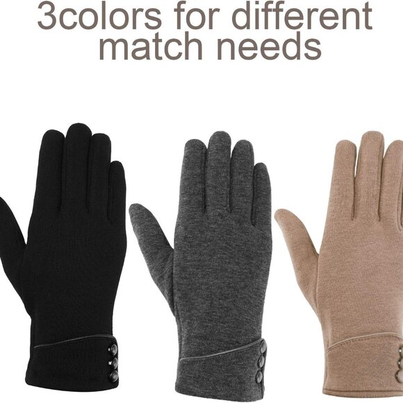 3 Pairs Womens Gloves Winter Touchscreen Texting Phone Windproof Gloves Warm Fle - Picture 7 of 7